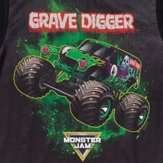 Monster Jam Megalodon El Toro Loco Grave Digger Pullover Pajama Shirt and Shorts Sleep Set Little Kid image {4}