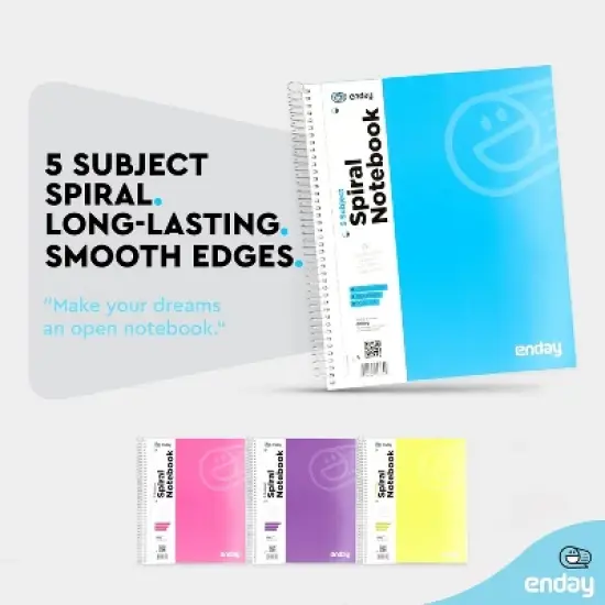 Emraw 5 Subject Notebook College Ruled Spiral White Paper 180 Sheets Perfect for Writing Sketching in class, Home, Office (Pack of 4) image {3}