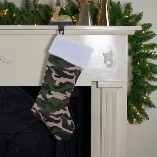 Northlight Camouflage Christmas Stocking with Cuff - 19" - Green and White image {1}