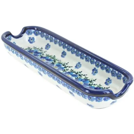 Blue Rose Polish Pottery 1517 Zaklady Corn on the Cob Plate image {3}