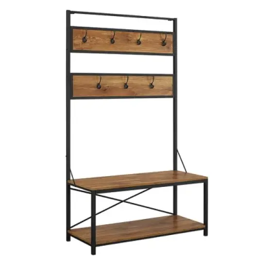 72" Urban Farmhouse Mixed Material Hall Tree - Saracina Home image {8}