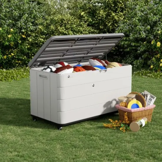 Yardgrace Multi Functional Outdoor Storage Box with Wheel Options image {13}