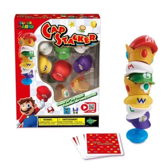 Epoch Everlasting Play Super Mario Cap Tower Balancing Game: Fine Motor Skill Board Game for Kids, 1-4 Players image {1}