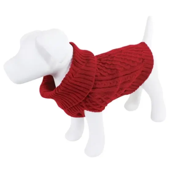 Luvable Friends Dogs and Cats Cableknit Pet Sweater, Red image {4}