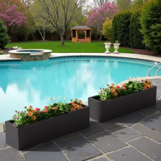 Lirago Metal Rectangular Planter Box with Drainage Holes for Outdoor Use 9.06"Dx9.06"L x35.83"H Black image {7}