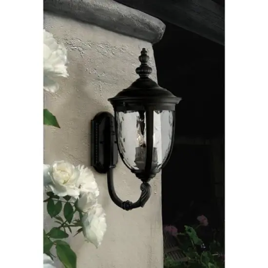 John Timberland Bellagio Vintage Rustic Outdoor Wall Light Fixture Textured Black Upbridge 21" Clear Hammered Glass for Post Exterior Barn Deck House image {8}