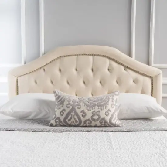 Contemporary Camelback Upholstered Headboard Full/Queen Size with Button Tufted Diamond Stitch & Nailhead Accents -Christopher Knight Home image {9}