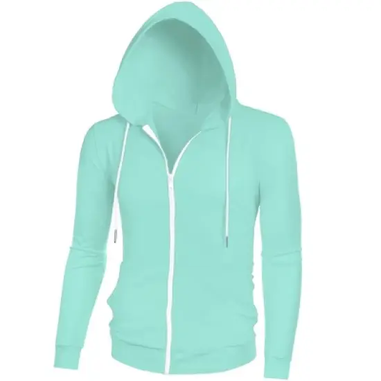 Lars Amadeus Men's Zip Up Long Sleeves Solid Color Knit Hooded Jackets image {8}