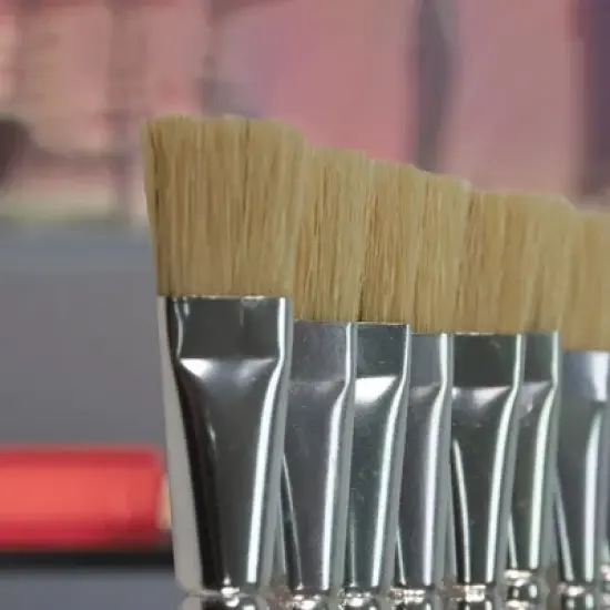 School Smart White Bristle Paint Brushes, Long Handle, 3/4 Inch, Set of 12 image {2}