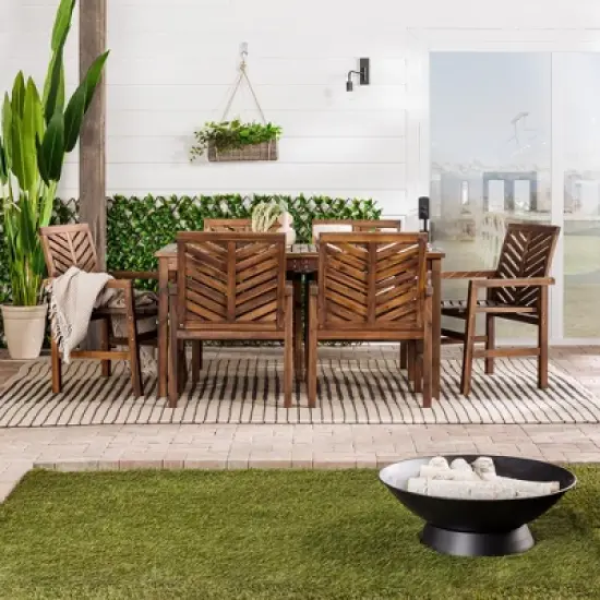 7pc Slatted Chevron Acacia Patio Dining Set - Saracina Home image {3}