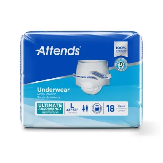 Attends Incontinence Underwear, Ultimate Absorbency, Unisex, Large, 72 Count image {2}
