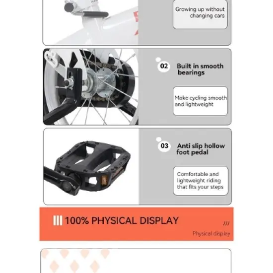 NicBex 16" Kids Bike with Detachable Training Wheels for Girls & Boys Aged 4-8,Height 41-53",Carbon Steel Frame,Heavy Duty Front Basket image {4}