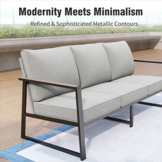 Captiva Designs Modren Outdoor Patio Metal Frame Furniture Conversation Seating Set with Coffee Table image {2}