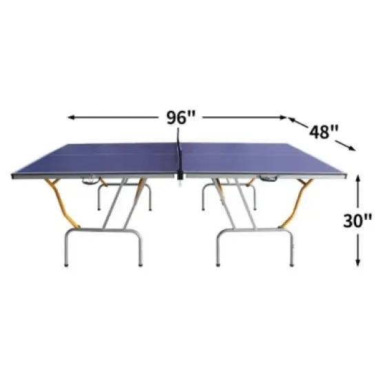 8FT Mid-Size Table Tennis Table, Foldable & Portable Ping Pong Table Set with Net, 2 Table Tennis Paddles and 3 Balls, Easy Assembly with Side Handles image {2}