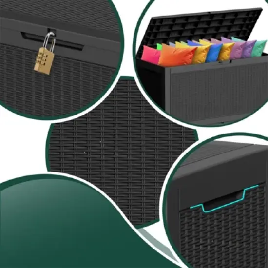 DSVIMOY Deck Boxes, 100 Gal Lockable Outdoor Storage Deck Box, Small Patio Storage Bin for Garden Tools image {3}