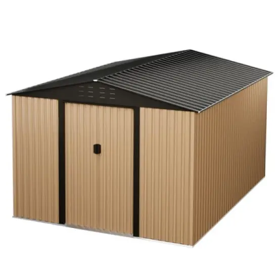 Metal Garden Shed,Outdoor Storage Shed, Outdoor Metal Utility Tool Storage Shed with Door Lock, Waterproof Roofs, for Garden Patio，Brown image {1}