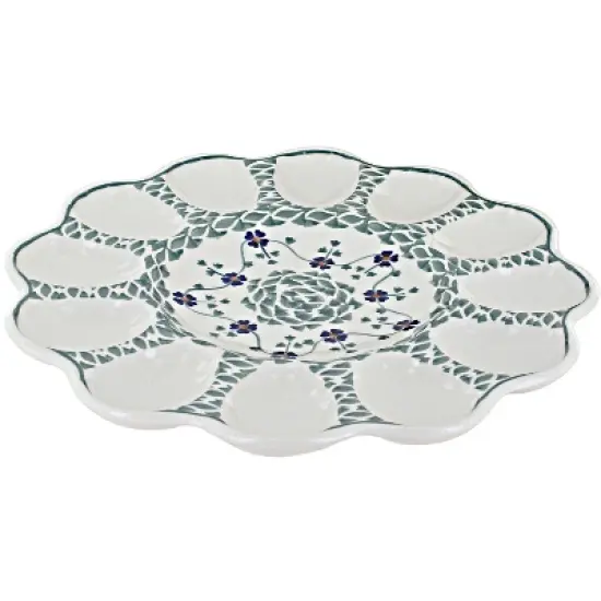 Blue Rose Polish Pottery T140 Manufaktura Egg Plate image {7}
