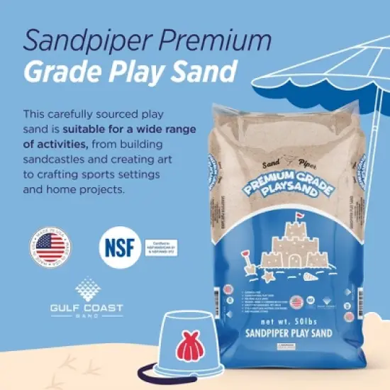 SandPiper 50 Pound Premium Grade Multi-Use Play Sand with Chemical Free Formula for Sandboxes, Pet Areas, Pavers, and Walking Stones, 2 Pack image {2}