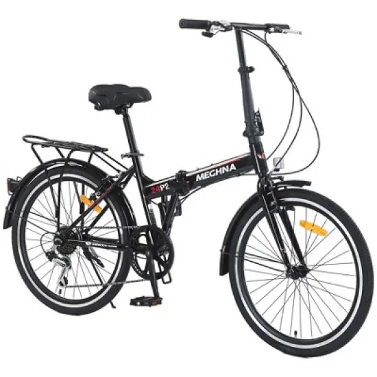 YONWAY 24" Folding Bike, Steel Frame 7 Speed Folding Bike, With Front & Rear V Brakes Anti-Skid Tires, For City Commuting image {10}