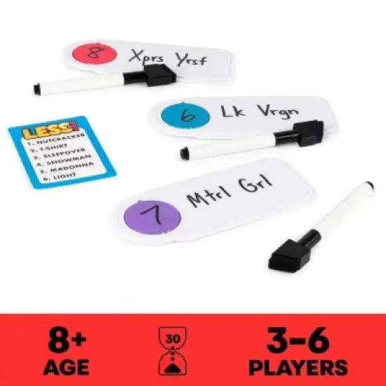 Spin Master Games Less is More, Party Board Game Fun Word Letter Card Game Funny Gift Toy Living Room Family Game Night image {3}