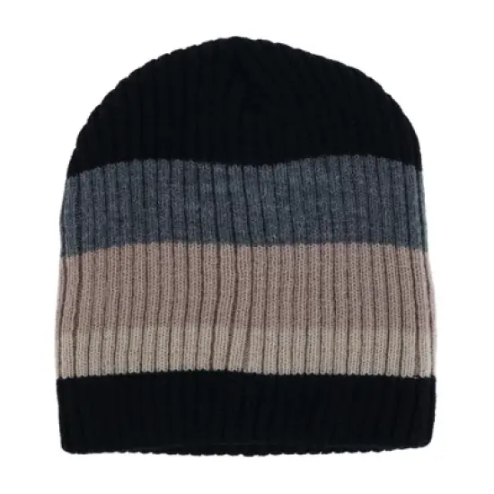 CTM Men's Heavy Knit Wool Blend Striped Winter Beanie Hat image {1}