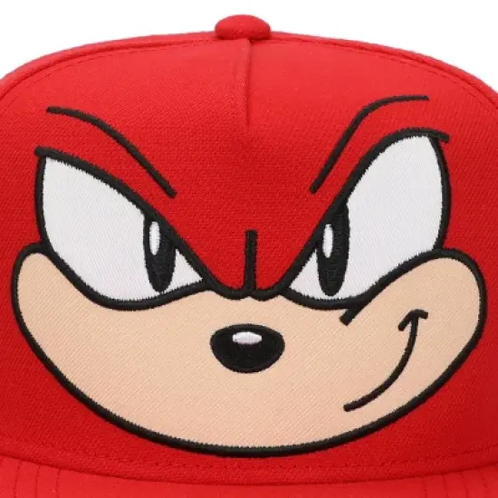 Sonic The Hedgehog Knuckles Big Face Men's Red Snapback Hat image {2}
