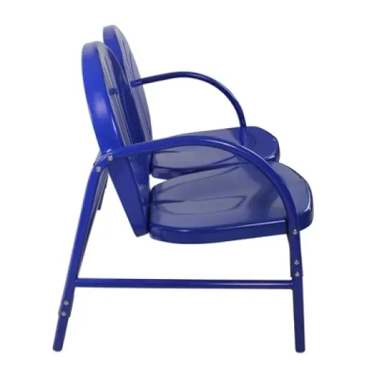 Northlight 47-Inch Outdoor Retro Tulip Loveseat, Blue image {3}