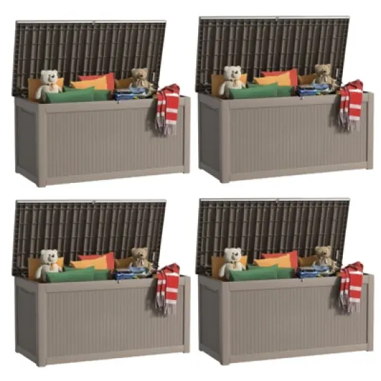 DSVIMOY Deck Boxes, 4-Piece 260 Gal Outdoor Storage Deck Box, Small Patio Storage Bin for Garden Tools, Brown, 57.87"*32.24"*33.66" image {5}
