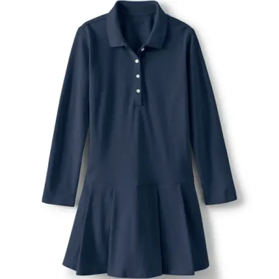 Lands' End School Uniform Girls Long Sleeve Mesh Pleated Polo Dress image {3}