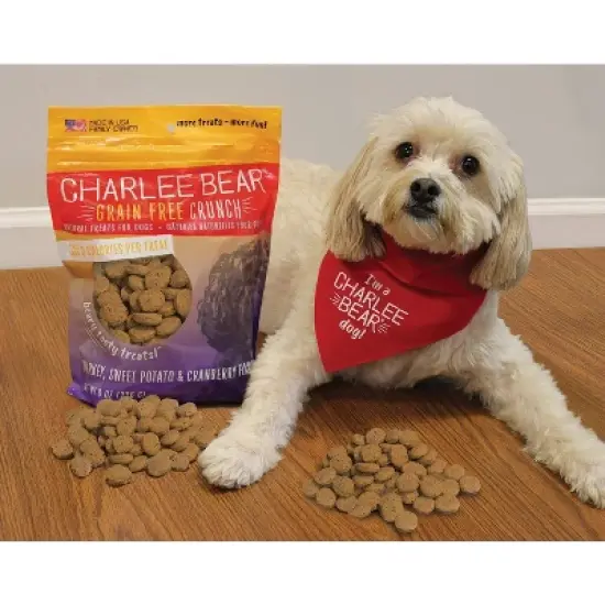 Charlee Bear Grain-Free Crunch Dog Treats-Turkey, Sweet Potato & Cranberry(8 oz) image {1}