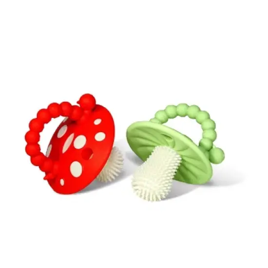 Razbaby Chompy Mushroom Teethers - 2pk - Red/Green image {8}