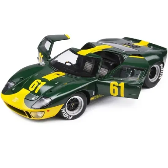Ford GT40 Mk1 RHD #61 Racing Custom Green Metallic with Yellow Stripes "Competition" Series 1/18 Diecast Model Car by Solido image {1}