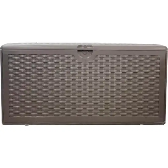 80 gallon professional lockable resin deck box, waterproof outdoor storage box for terrace furniture and garden tools, Brown, Blow molded image {7}
