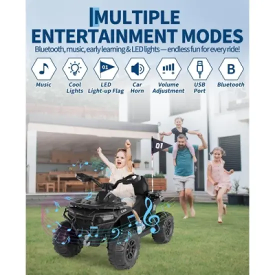 12V Kids Ride on ATV Car with Remote Control, Dual 35w Motors, 4-Wheel Suspension, LED Lights, Music, Off-Road 4 Wheeler for Boys Girls image {6}