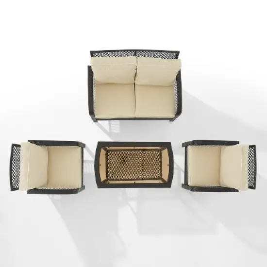 Tribeca 4pc Outdoor Wicker Conversation Set - Sand/Brown - Crosley image {8}