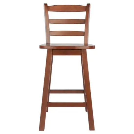 Scalera Ladder Back Swivel Seat Barstool Walnut - Winsome image {4}