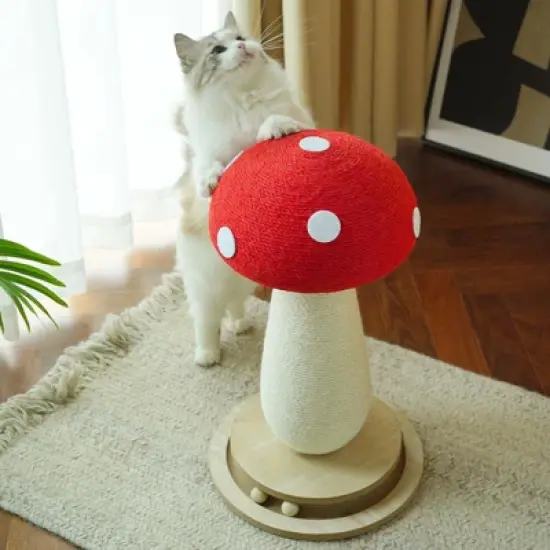 Vertical cat tree, mushroom-shaped cat tree, cat scratching post,equipped with a stable base and durable sisal rope cat scratching board. image {9}