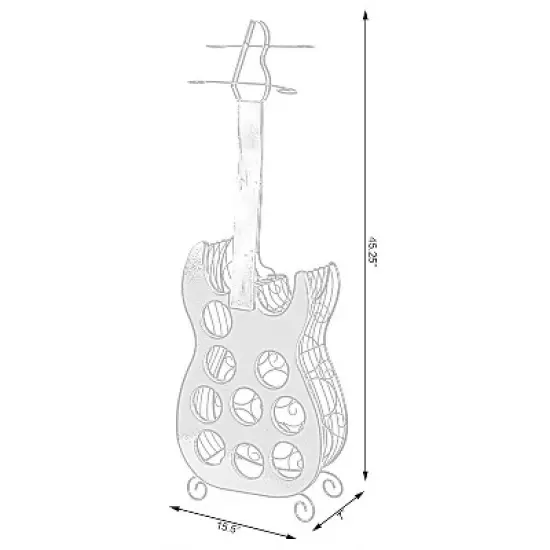 Vintiquewise Vintage Wood and Metal Guitar Shaped 9 Bottle Freestanding Decorative Wine Holder image {5}