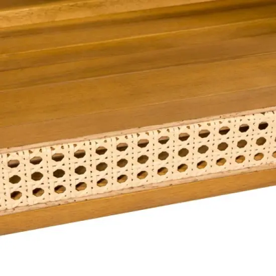 5-Piece Acacia Wood Outdoor Sofa Set with Cushions, V Shaped Patio Sofa Set for Garden or Balcony, Modern Sectional Sofa Set with Rattan Frame-Koiai image {5}