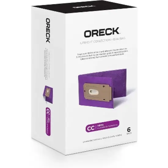 Oreck Type CC HEPA Upright Vacuum Cleaner Bag, AK1CC6H, 6-Pack, Purple image {6}