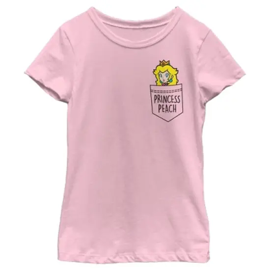 Girl's Nintendo Super Mario Bros. Princess Peach Faux Pocket T-Shirt image {3}