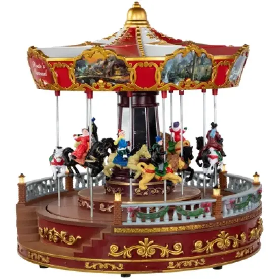 Northlight 14" LED Lighted Animated and Musical Carousel Christmas Decoration image {2}