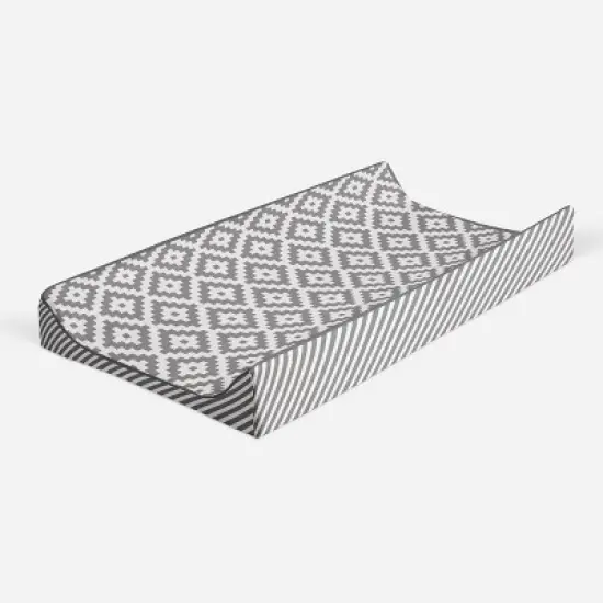 Bacati - Love Gray/White Warp Stripes Changing Pad Cover image {6}