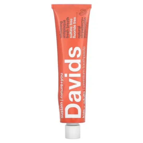 Davids Premium Toothpaste, Kids + Adults, Natural Strawberry + Watermelon, 5.25 oz (149 g) image {4}
