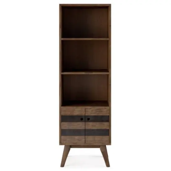 70" Wright Bookcase with Storage Rustic Natural Aged Brown-WyndenHall image {8}