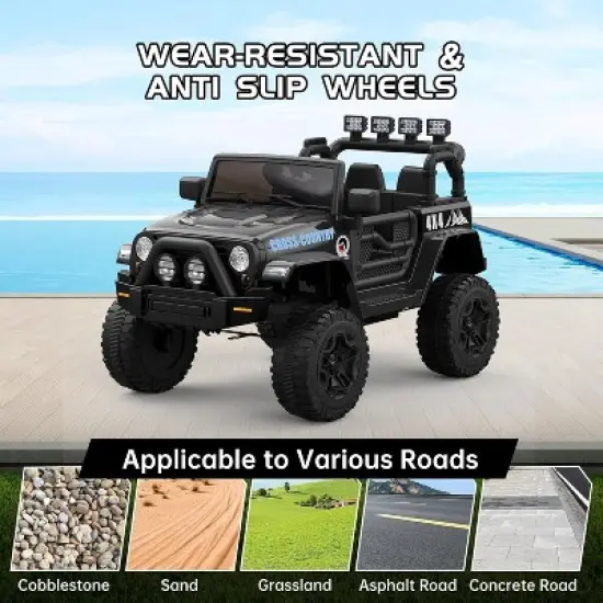 2-Seater Ride On Truck Car, 12V Electric Car for Kids Battery Powered Car w/Parent Remote Control image {3}