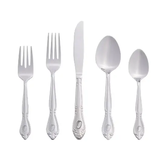 RiverRidge Rose Flatware 46pc Monogrammed Stainless Steel Silverware Set for 8 image {9}