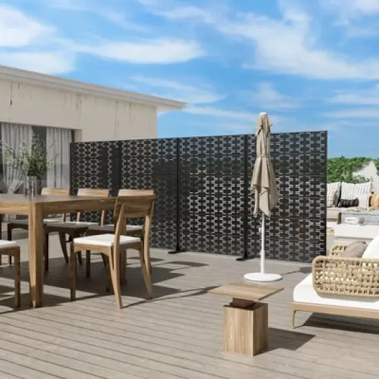 PexFix 72 in. x 47 in. Outdoor Metal Privacy Screen Garden Fence in Bricks Pattern image {1}