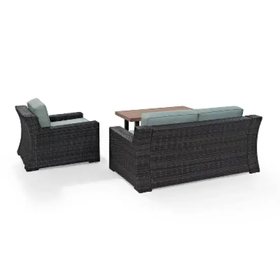 Beaufort 3pc Outdoor Wicker Conversation Set - Mist - Crosley image {7}