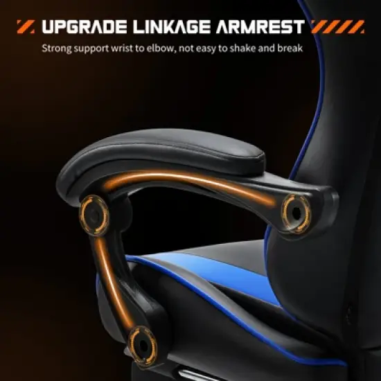 DOMETOUR Video Game Desk Chair with Footrest and Comfy Lumbar Support, PU Leather Recliner with Headrest image {4}